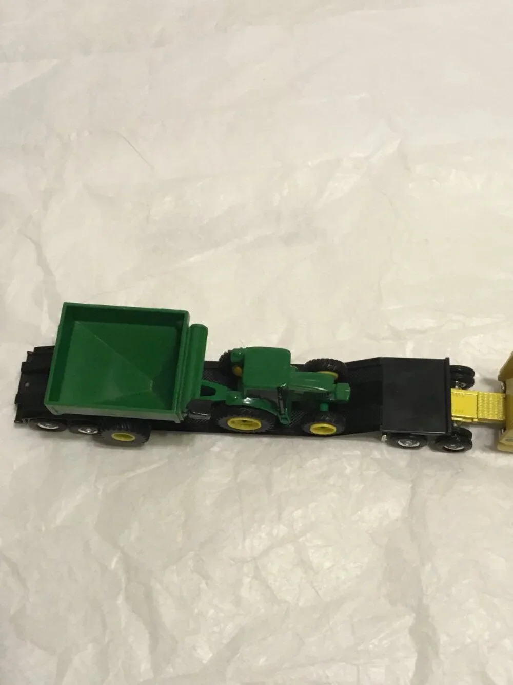 Vintage die cast John Deere tractor trailer and trailer w/ tractor and grain bin